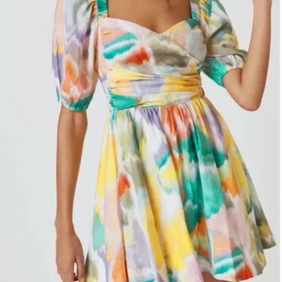 ANTHROPOLOGIE rainbow abstract print party dress, size medium - Picture 3 of 14